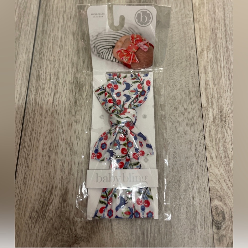 Baby Bling Blue Bird Knot Bow NWT